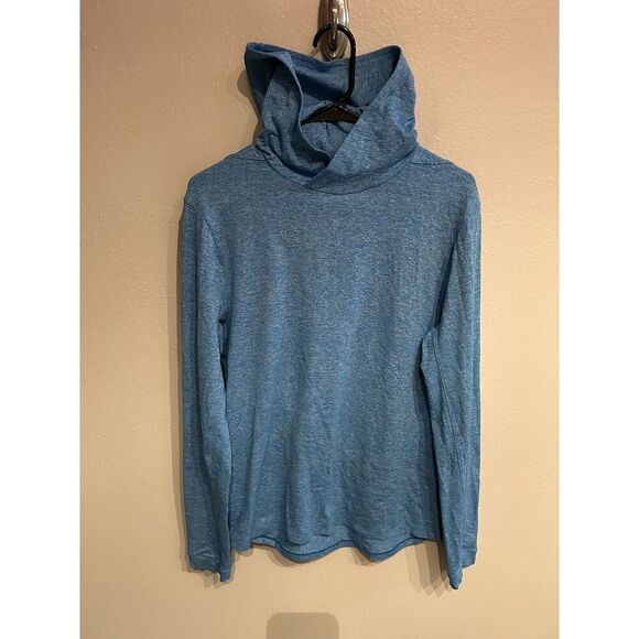 Lululemon Mens Medium Drysense Hoodie Light Blue Lightweight Long Sleeve - Picture 1 of 9